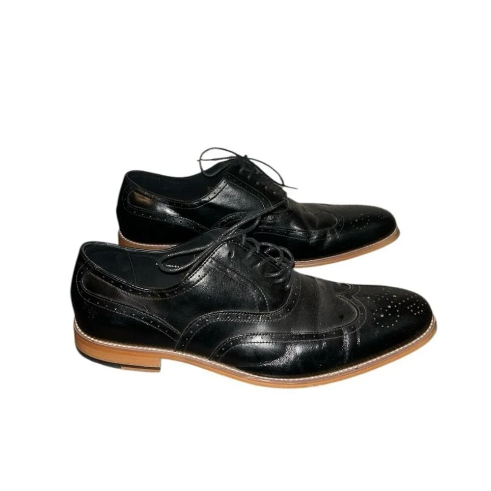 Stacy Adams Black Dunbar Wingtip Oxford Leather Lace Up Dress Shoes Size 13 M
